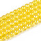 Electroplate Transparent Glass Beads Strands, AB Color Plated, Round, Gold, 4~4.5mm, Hole: 0.8mm, about 97~99pcs/strand, 14.76 inch~14.96 inch(37.5~38cm)