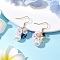 Flower ABS Plastic Imitation Pearl Dangle Earrings, with Opaque Resin Beads and 304 Stainless Steel Earrings Hooks, Golden, 38x14mm