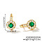 Elegant European and American Style, Flat Round Brass Cubic Zirconia Hoop Earrings, Golden, Green, 17x10mm