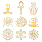 Nickel Decoration Stickers, Metal Resin Filler, Epoxy Resin & UV Resin Craft Filling Material, Golden, Religion, Mixed Shapes, 40x40mm, 9 style, 1pc/style, 9pcs/set