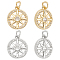 Beebeecraft 1 Box 10Pcs Compass Pendant Charms 18K Gold Plated Brass 925 Sterling Silver Round Tibet Style Nautical Charms with Cubic Zirconia Jump Ring for Jewelry Making Bracelets Necklace Crafts