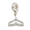 304 Stainless Steel Pendants, with Rhonestone, Fishtail, Stainless Steel Color, 23.5mm, Hole: 4.5mm