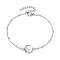 Tarnish Resistant 304 Stainless Steel Satellite Chain Bracelet Makings, with Flat Round 304 Stainless Steel Cabochon Connector Settings, Stainless Steel Color, Tray: 10mm, 7-1/2 inch(19cm)