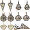 10Pcs 5 Styles Tibetan Style Brass Rack Plating Cage Pendants, For Chime Ball Pendant Necklaces Making, Mixed Shapes, Antique Bronze, 24.5~47x22~34x17~25mm, Hole: 3.5~8x4~8mm, 2pcs/style