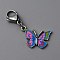 Butterfly Alloy Enamel Pendant Decoration, Stainless Steel Lobster Clasp Charms, Clip-on Charms, for Keychain, Purse, Backpack Ornament, Dodger Blue, 39mm