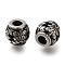 304 Stainless Steel European Beads, Large Hole Beads, Rondelle, Antique Silver, 10x9.5mm, Hole: 4mm