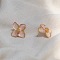 Alloy Enamel Stud Earrings with Brass Earring Pins, Flower, Golden, Pink, 26x26mm