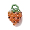 Glass Seed Beaded Pendants, Strawberry, Orange, 26x18x18mm, Hole: 4x5mm