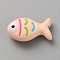 Zinc Alloy Beads, with Enmael, Fish, PeachPuff, 15x9x6mm, Hole: 1.6mm
