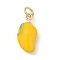 Brass Enamel Pendants, Fruit Charms, Rack Plating, Long-Lasting Plated, with Jump Ring, Golden, Mango, 19.5x9.5x5.5mm