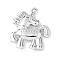 Alloy Pendants, Horse with Word Success, Rack Plating, Long-Lasting Plated, Platinum, 30x26.5x5mm, Hole: 2.7mm