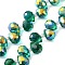 Electroplate Glass Beads Strands, Teardrop, Sea Green, 10~11x8mm, Hole: 1mm, about 93pcs/strand, 62cm