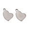 Tarnish Resistant 201 Stainless Steel Charms, Heart, Stainless Steel Color, 9.5x13x0.8mm, Hole: 1.6mm