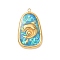 304 Stainless Steel Epoxy Resin with Natural Shell and Sequins Inside Pendants, Teardrop with Dolphin Charms, Real 18K Gold Plated, PVD Vacuum Plating, Deep Sky Blue, 27x16x2.5mm, Hole: 1.5mm
