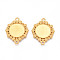 Non-Tarnish 304 Stainless Steel Connector Cabochon Settings, Flower with Round Tray, Ion Plating(IP), Real 18K Gold Plated, Tray: 20~20.5mm, 39~40x31x2.5mm, Hole: 2.8mm