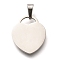 304 Stainless Steel Pendants, Heart Charm, Laser Cut, Stainless Steel Color, 19x15.5x1mm, Hole: 6x3mm