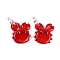 Handmade Lampwork Pendants, Crab, Red, 28~35x20~25x6~7mm, Hole: 3~4mm