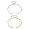 2Pcs 2 Colors 304 Stainless Steel Wave Link Chain Bracelet Making, Golden & Stainless Steel Color, 7 inch(17.7cm), 1pc/color