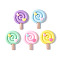 Opaque Resin Cabochons, Lollipop with Heart, Mixed Color, 34.5x26x8.5mm