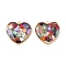 304 Stainless Steel Pendants, Heart with Epoxy Resin and Dyed Shell, PVD Vacuum Plating, Real 18K Gold Plated, Colorful, 19x20x4~4.5mm, Hole: 1.5mm