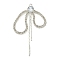Brass Rhinestone Pendants, Cadmium Free & Lead Free, Bowknot, Silver, 44x27x4mm, Hole: 1.6mm