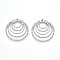 304 Stainless Steel Pendants, Hollow Flat Round Charm, Anti-Tarnish, Stainless Steel Color, 35x33x2mm, Hole: 1.2mm