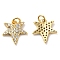 925 Sterling Silver Micro Pave Cubic Zirconia Charms, Maple Leaf Charm, with Jump Ring, Real 18K Gold Plated, 10.5x10x1.5mm, Hole: 2mm