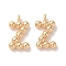 Brass Pendants, Cadmium Free & Nickel Free & Lead Free, Letter Charms, Real 18K Gold Plated, 12x7x2mm, Hole: 1mm