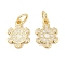 Brass Enamel Charms, with Jump Ring, Long-Lasting Plated, Lead Free & Cadmium Free, Snowflake Charm, Rack Plating, Real 18K Gold Plated, 11.5x8.5x1.5mm, Hole: 3mm