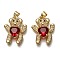 Brass Micro Pave Cubic Zirconia Pendants, Long-Lasting Plated, Real 18K Gold Plated, Inlay Bear Shape, Red, 23x18x5.5mm, Hole: 3.5mm