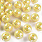 Opaque Acrylic Beads, AB Color Plated, Round, Yellow, 16x15mm, Hole: 2.8mm