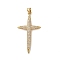 Brass Micro Micro Pave Clear Cubic Zirconia Pendants, Cross, Real 18K Gold Plated, 38.5x21x2.5mm, Hole: 5x3.5mm