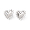 304 Stainless Steel Stud Earring, with Plastic Imitation Pearl Bead, Heart, Stainless Steel Color, 28x30mm