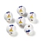 Natural Wood European Beads, Ocean Series 16MM Printed lotus Beads, Large Hole Beads, Tree, 16x15mm, Hole: 4mm