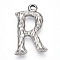 304 Stainless Steel Pendants, Letter Charms, Letter R, 21.5x13.5x3mm, Hole: 1.6mm