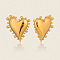 304 Stainless Steel Heart Stud Earrings, Real 18K Gold Plated, 29x27mm