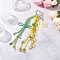 Polyester & Spandex Cord Ropes Pendant Decorations, with Resin Flower Charms and Aluminum Heart Clasps, Platinum, 280mm