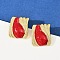 Brass Rectangle Stud Earrings, with Enamel, Cadmium Free & Lead Free, Rack Plating, Long-Lasting Plated, Real 18K Gold Plated, 22.5x20mm