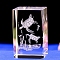 3D Inner Carved Sea Animal Glass Ornaments, for Home Office Desktop Decoration, Cuboid, Turtle, 30x30x45mm