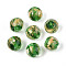 Handmade Gold & Silver Foil Glass Beads, Round, Sea Green, 10~11mm, Hole: 1~1.4mm