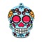 Halloween Theme Printed Acrylic Pendants, Skull Charms, Light Sky Blue, 45x32x2mm, Hole: 1.5mm