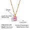 Minimalist 304 Stainless Steel Pave Cubic Zircon Oval Pendant Necklaces for Women, Real 18K Gold Plated, Pink, 16.93 inch(43cm)