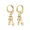 Brass Clear Cubic Zirconia Hoop Earrings, Real 18K Gold Plated, Letter N, 30mm, pendants: 16.5x9.5x2mm