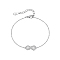 Sterling Silver Micro Pave Clear Cubic Zirconia Infinity Link Bracelets, Platinum, 150mm