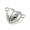 Non-Tarnish 304 Stainless Steel Magnetic Clasps, Heart, Stainless Steel Color, 16x23x9mm, Hole: 1.5mm