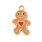 304 Stainless Steel Enamel Halloween Theme Pendants, Golden, Gingerbread Man, 17.5x11x1mm, Hole: 2mm