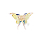 Glass Finger Rings, Butterfly, Yellow, Butterfly: 37x54mm 37x54mm, Inner Diameter: 17mm