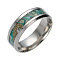 201 Stainless Steel Wide Band Finger Rings, with Shell, Stainless Steel Color, US Size 10 1/4(19.9mm)