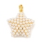 Rack Plating Brass & ABS Plastic Imitation Pearl Pendants, Cadmium Free & Lead Free, Long-Lasting Plated, Real 18K Gold Plated, Star, 26x25x9.5mm, Hole: 5x3.5mm