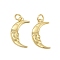 Brass Pendants, with Jump Rings, Long-Lasting Plated, Moon, Golden, 20.5x12x2.5mm, Hole: 3mm